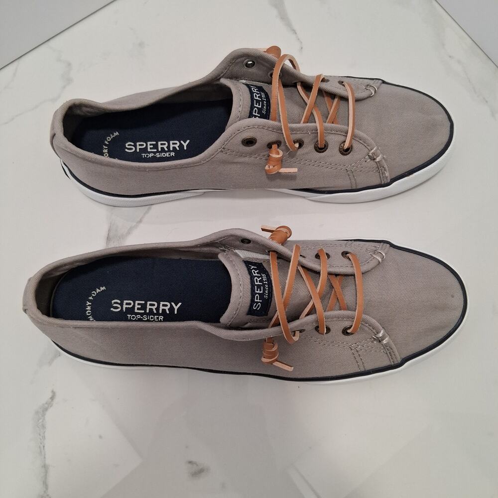 Sperry Top-Sider Canvas Sneakers Memory Foam Slip Ons Grey Women Size 9.5 - Picture 4 of 7
